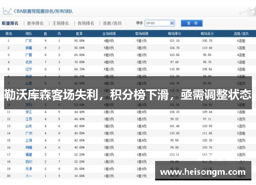 勒沃库森客场失利，积分榜下滑，亟需调整状态